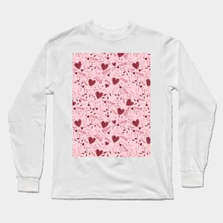 I love you typography sign seamless pattern pink Long Sleeve T-Shirt